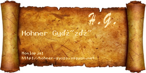 Hohner Győző névjegykártya